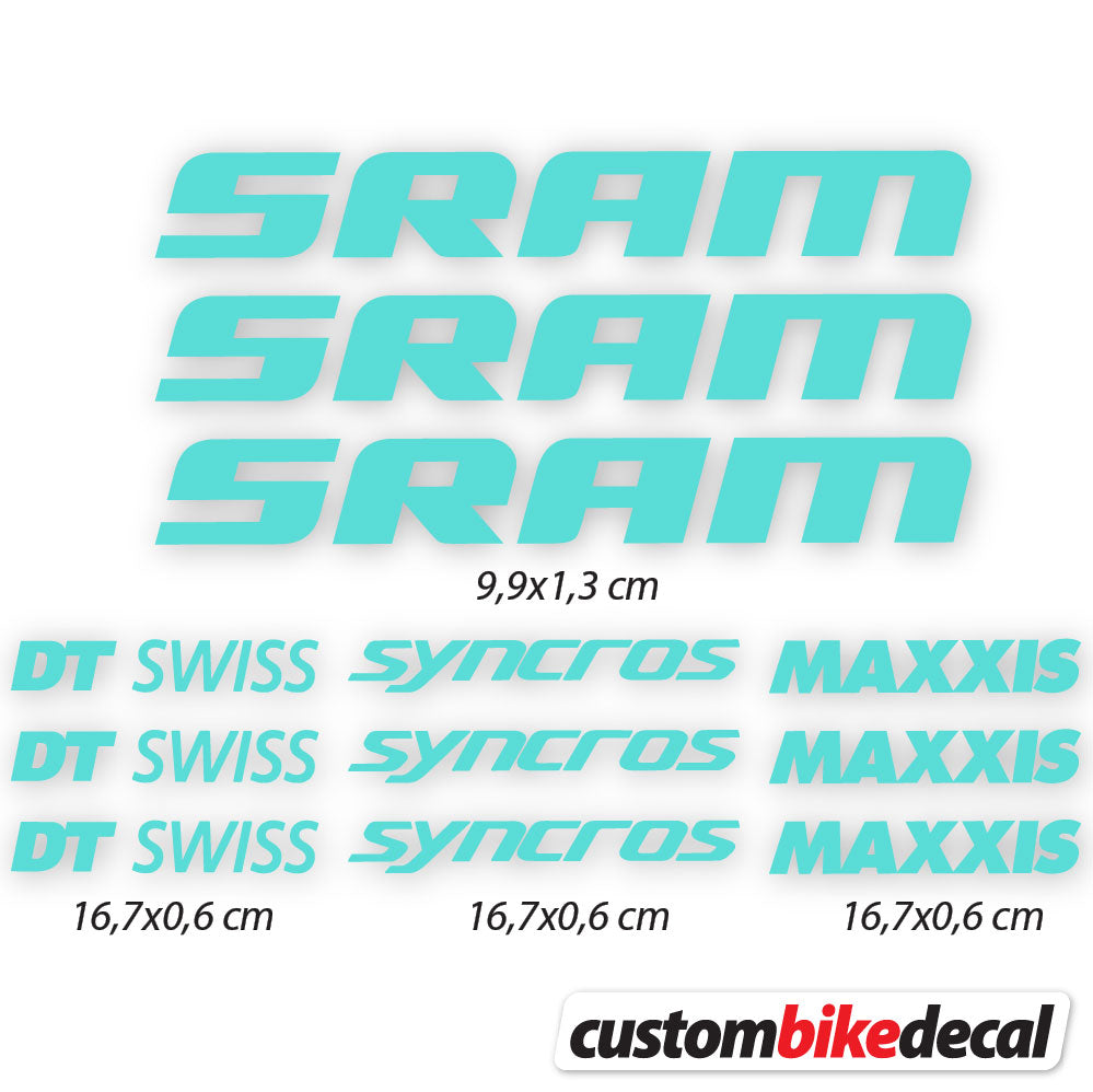 Aufkleber, Sram DT Swiss Syncross Maxxis, Fahrradrahmenaufkleber Vinyl