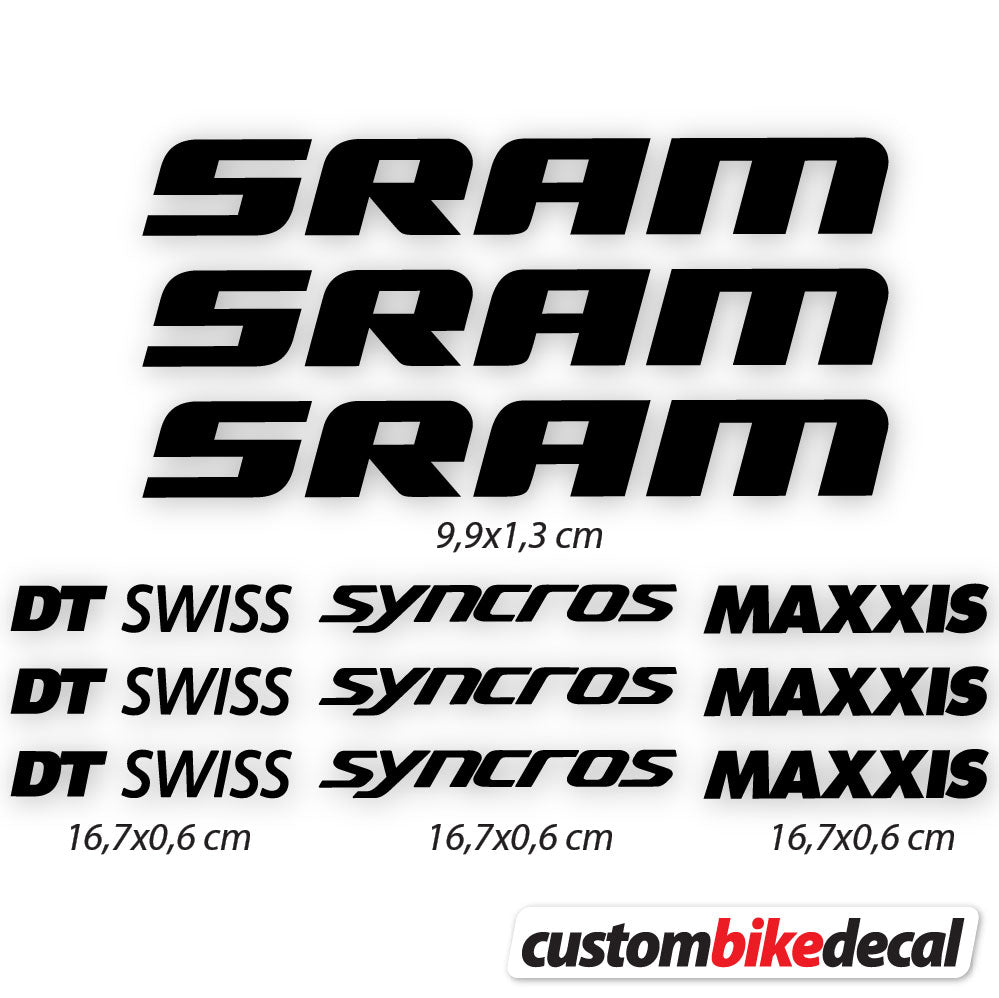 Aufkleber, Sram DT Swiss Syncross Maxxis, Fahrradrahmenaufkleber Vinyl