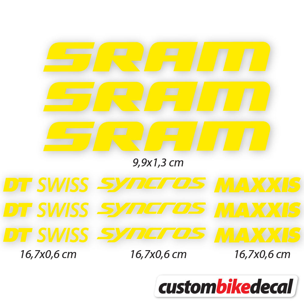 Aufkleber, Sram DT Swiss Syncross Maxxis, Fahrradrahmenaufkleber Vinyl