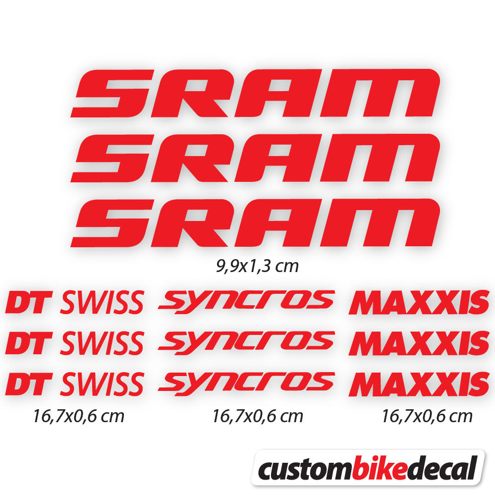 Aufkleber, Sram DT Swiss Syncross Maxxis, Fahrradrahmenaufkleber Vinyl