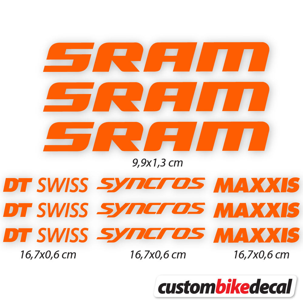 Aufkleber, Sram DT Swiss Syncross Maxxis, Fahrradrahmenaufkleber Vinyl