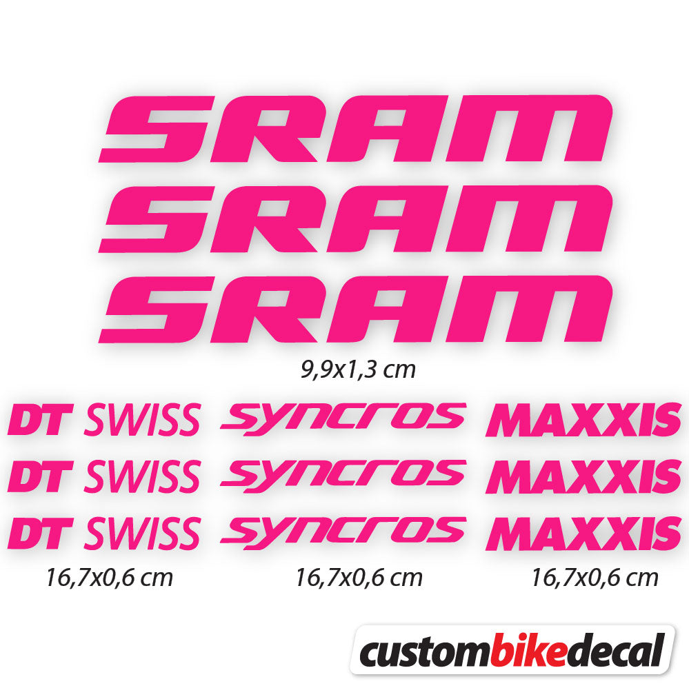 Aufkleber, Sram DT Swiss Syncross Maxxis, Fahrradrahmenaufkleber Vinyl