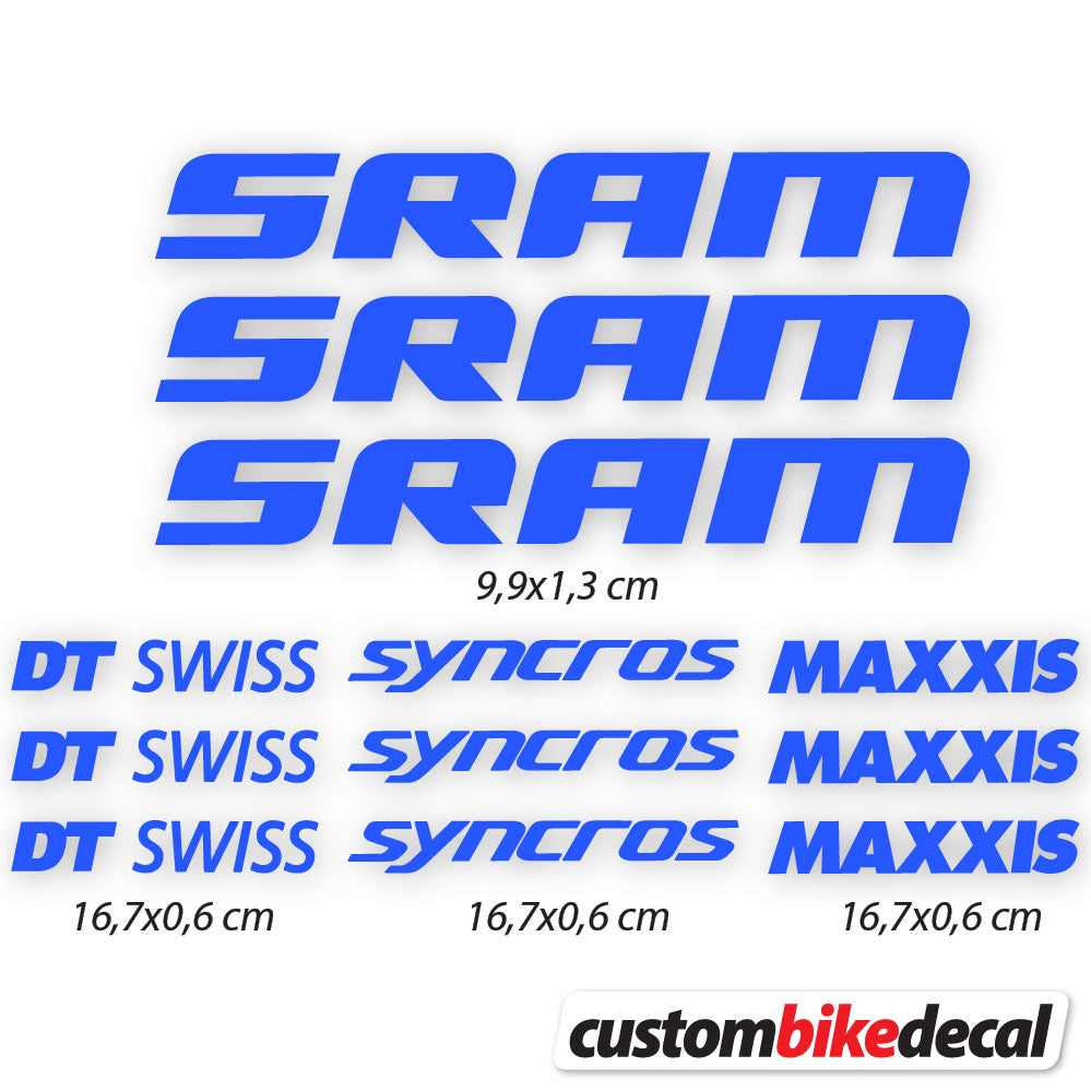 Aufkleber, Sram DT Swiss Syncross Maxxis, Fahrradrahmenaufkleber Vinyl