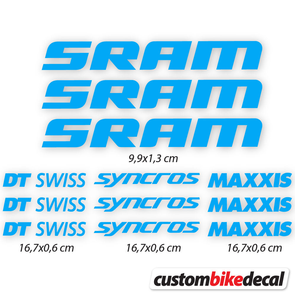 Aufkleber, Sram DT Swiss Syncross Maxxis, Fahrradrahmenaufkleber Vinyl
