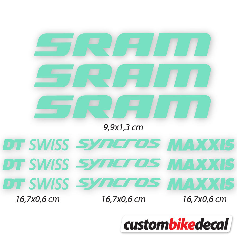 Aufkleber, Sram DT Swiss Syncross Maxxis, Fahrradrahmenaufkleber Vinyl