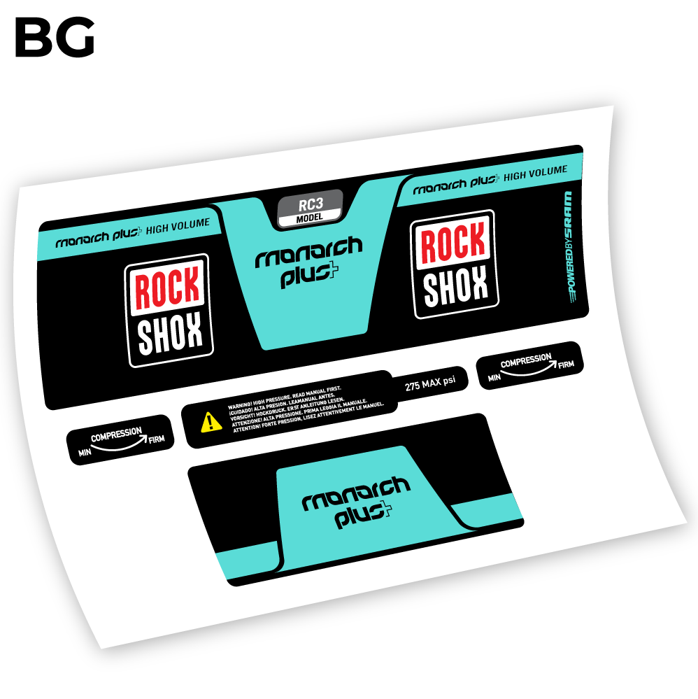 Aufkleber, Rock Shox Monarch Plus High Volume 2014, Rear Shox Sticker Vinyl