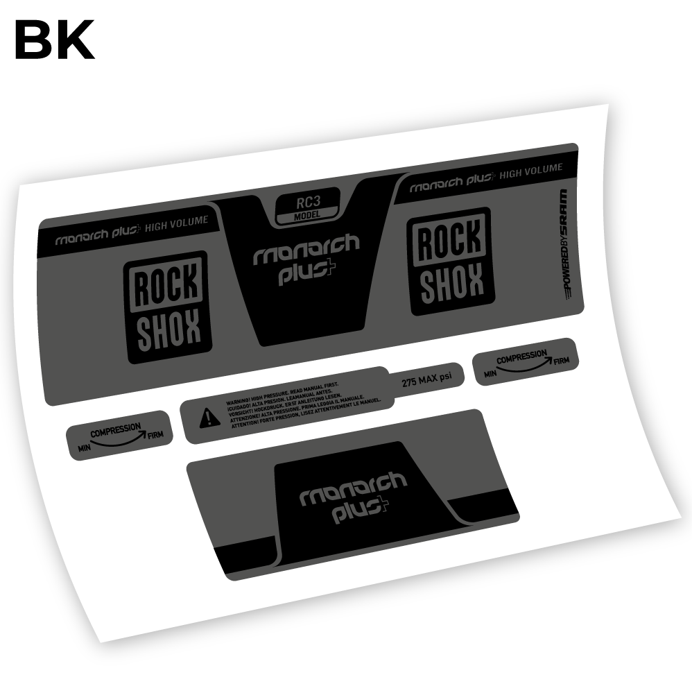 Aufkleber, Rock Shox Monarch Plus High Volume 2014, Rear Shox Sticker Vinyl