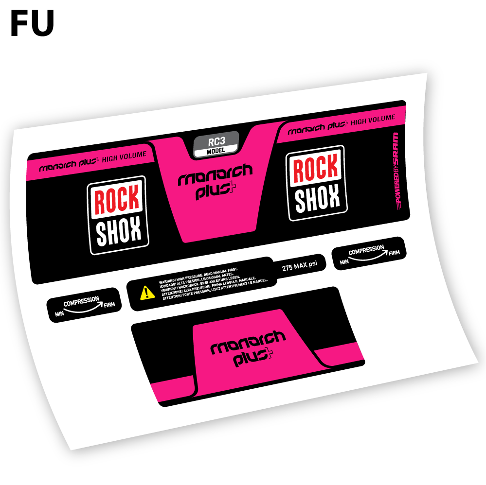 Aufkleber, Rock Shox Monarch Plus High Volume 2014, Rear Shox Sticker Vinyl
