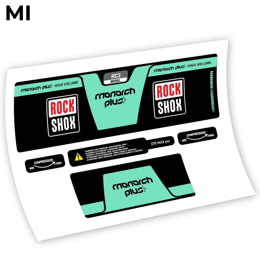 Aufkleber, Rock Shox Monarch Plus High Volume 2014, Rear Shox Sticker Vinyl