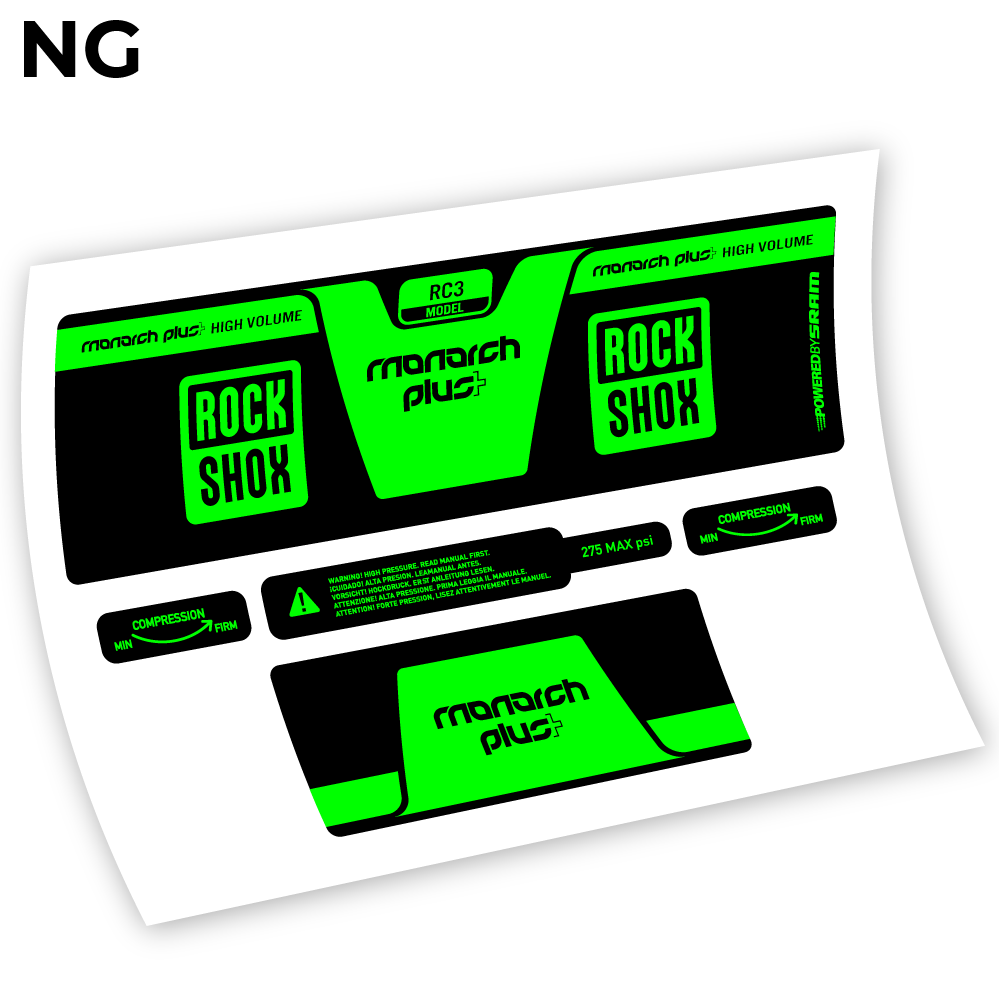 Aufkleber, Rock Shox Monarch Plus High Volume 2014, Rear Shox Sticker Vinyl