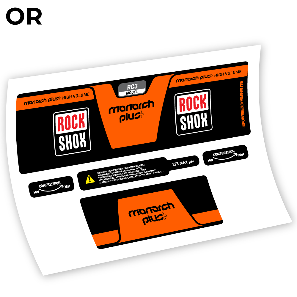 Aufkleber, Rock Shox Monarch Plus High Volume 2014, Rear Shox Sticker Vinyl