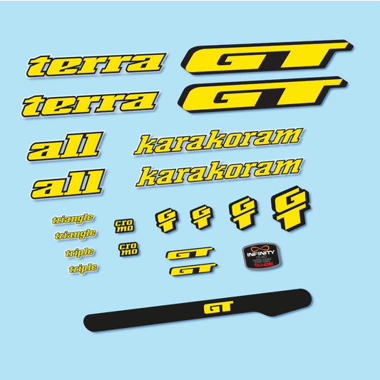Decal GT Terra Karakoram 1993, Classic Frame, bike sticker vinyl