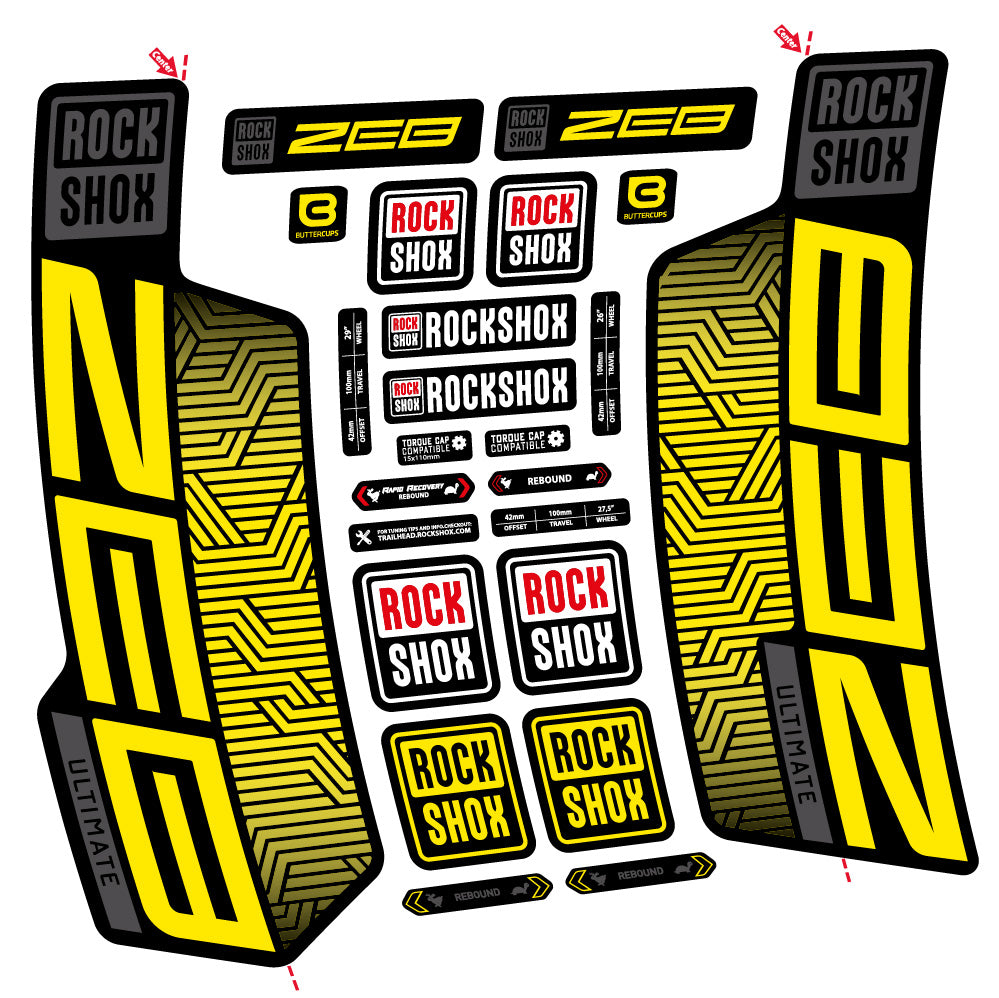Aufkleber Rock Shox Zeb Ultimate Flight Attendant, Gabel 29, Fahrradaufkleber Vinyl