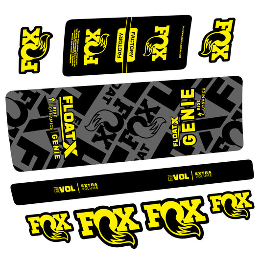 Aufkleber Fox Float X Genie, Hinterraddämpfer, Fahrradaufkleber Vinyl