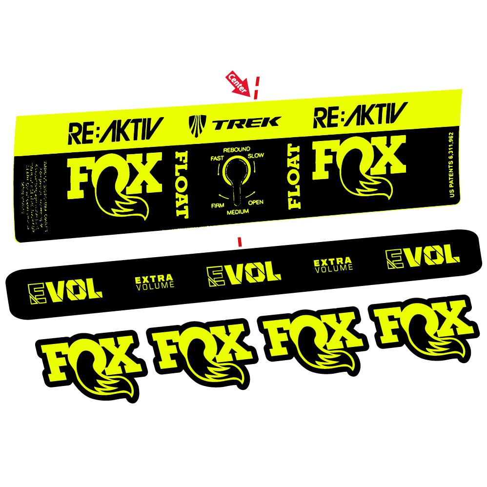 Aufkleber Fox Float Reactiv Trek, Stoßdämpfer, Fahrradaufkleber Vinyl