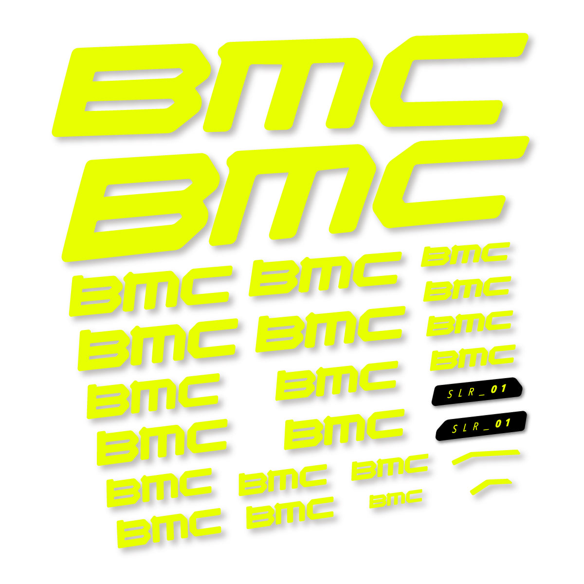 Stickers for BMC Teammachine SLR 01 2021–2025 frame, vinyl decals - Neon Yellow
