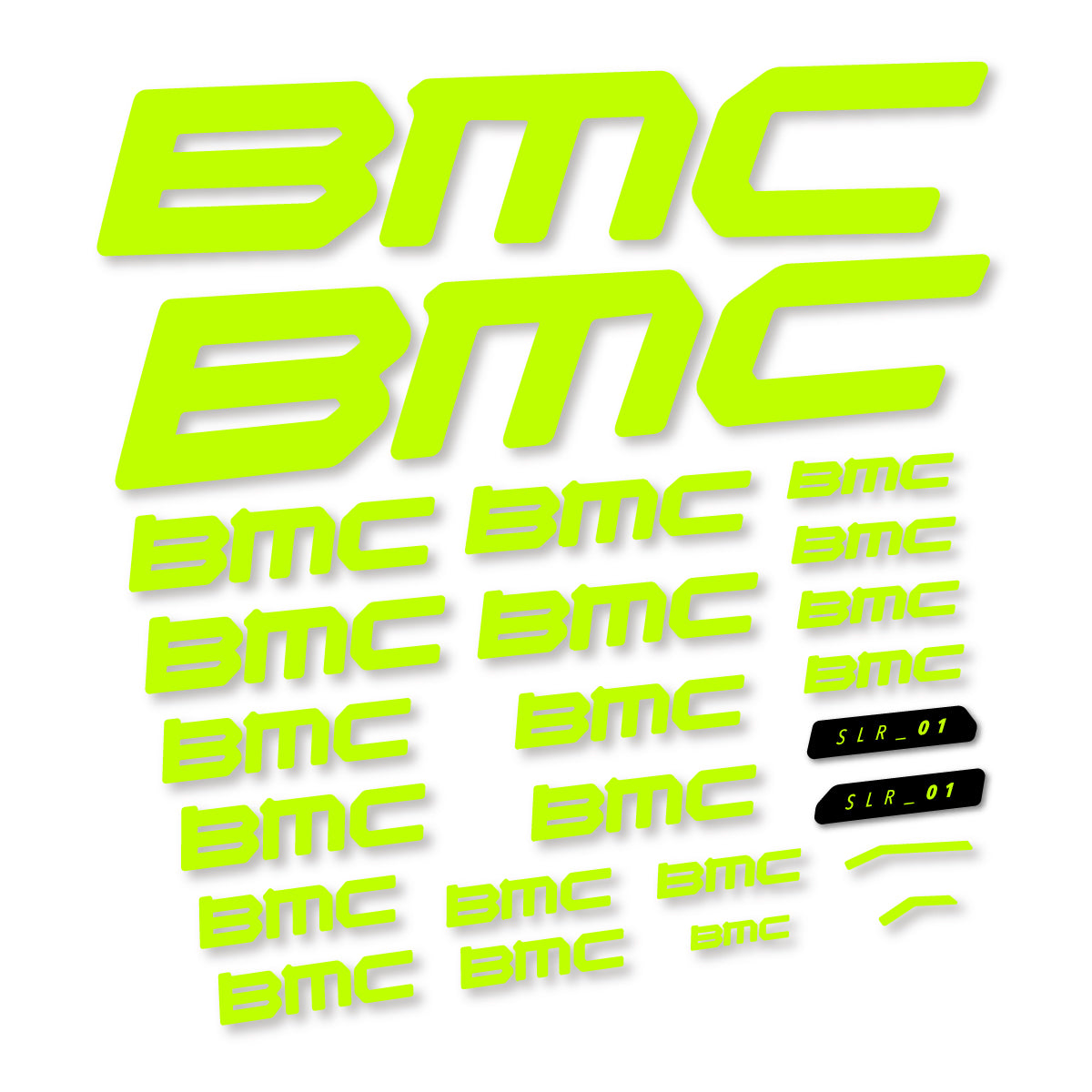 Stickers for BMC Teammachine SLR 01 2021–2025 frame, vinyl decals - Lime Neon