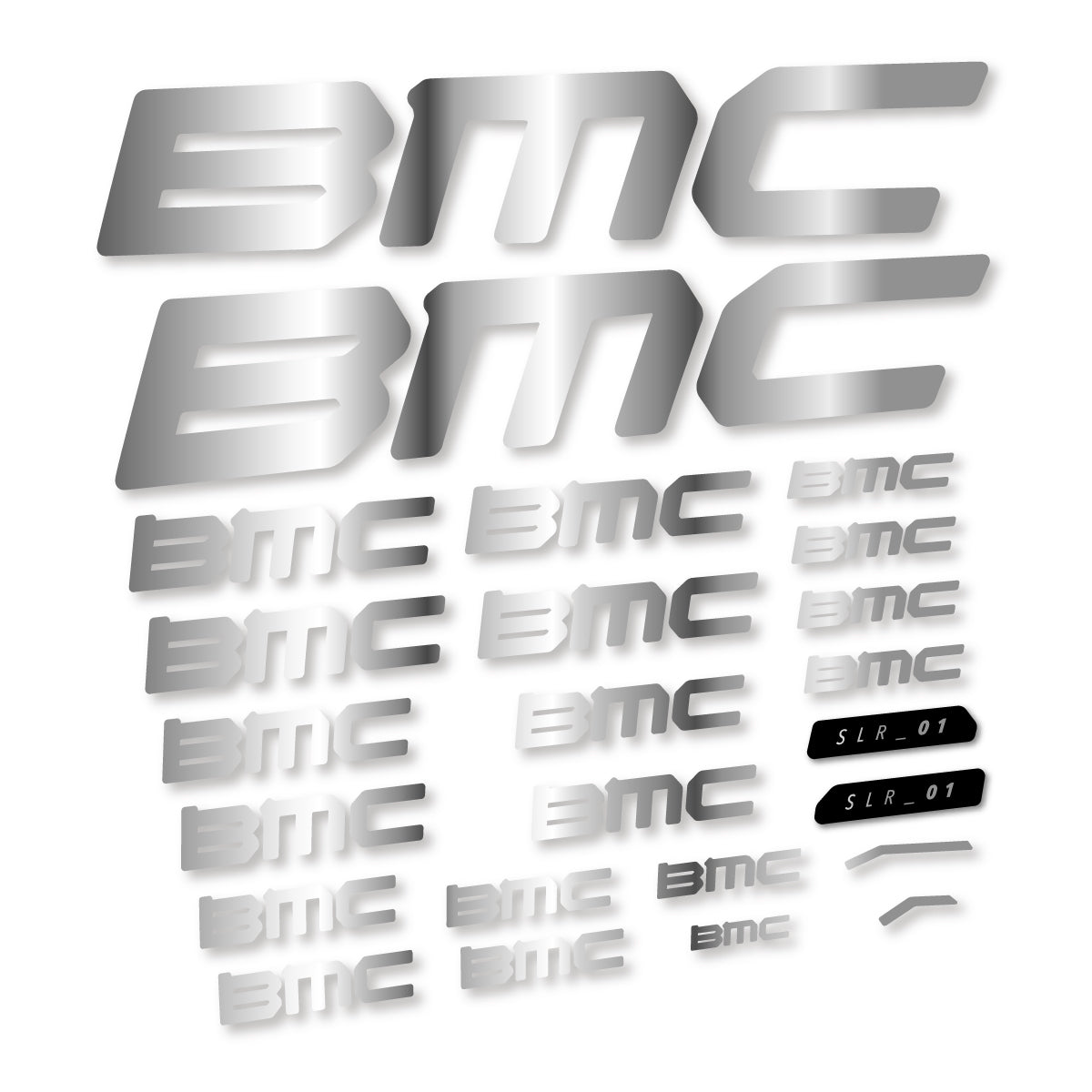 Stickers for BMC Teammachine SLR 01 2021–2025 frame, vinyl decals - Chrome Silver