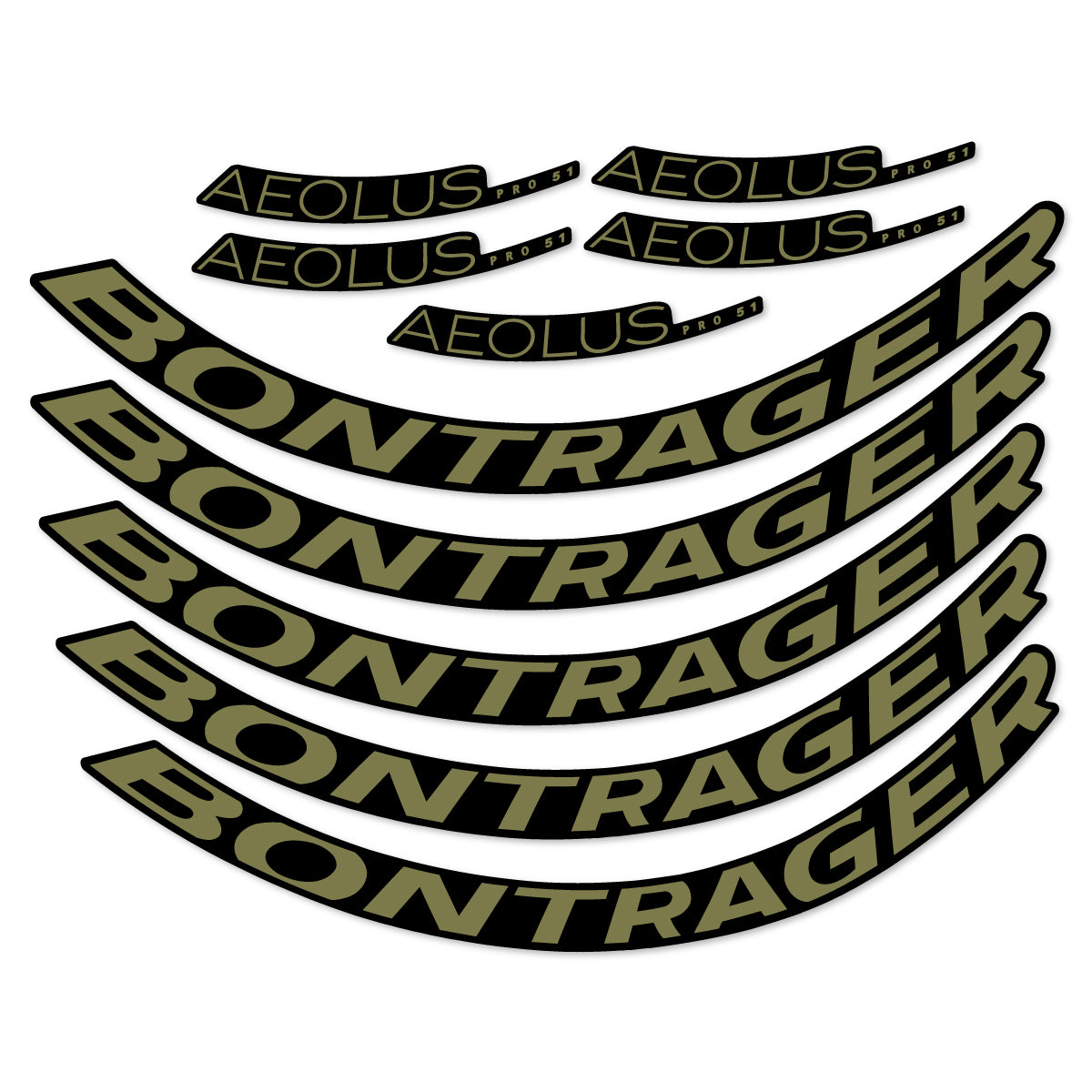 Stickers for Bontrager Aeolus Pro 51, Road Wheel 51 mm vinyl decals - Khaki
