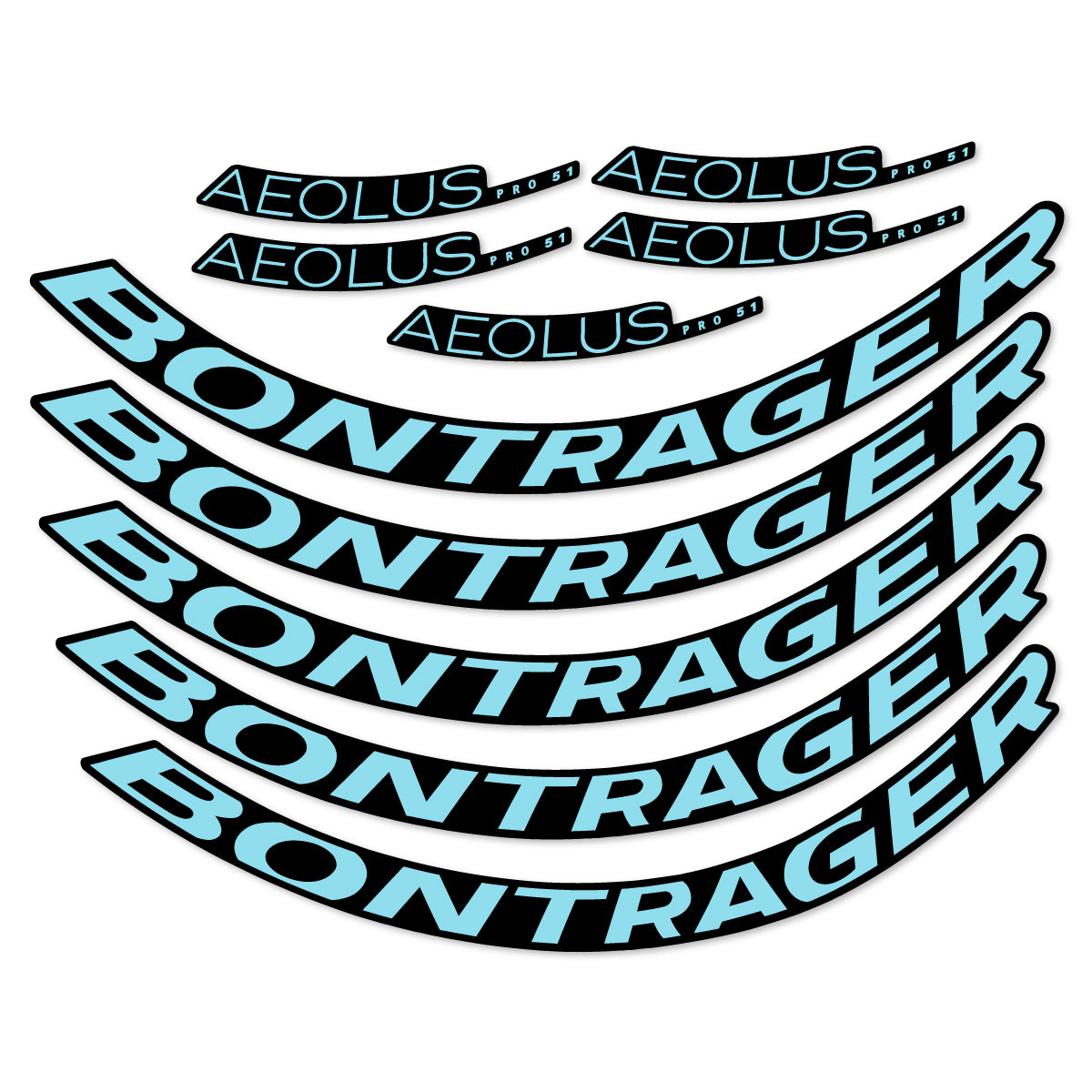 Stickers for Bontrager Aeolus Pro 51, Road Wheel 51 mm vinyl decals - Sky Blue