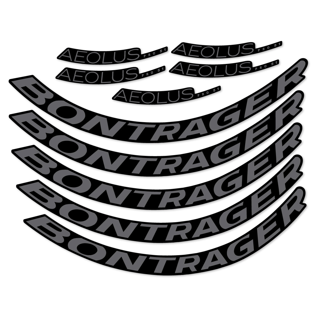 Stickers for Bontrager Aeolus Pro 51, Road Wheel 51 mm vinyl decals - Medium Grey