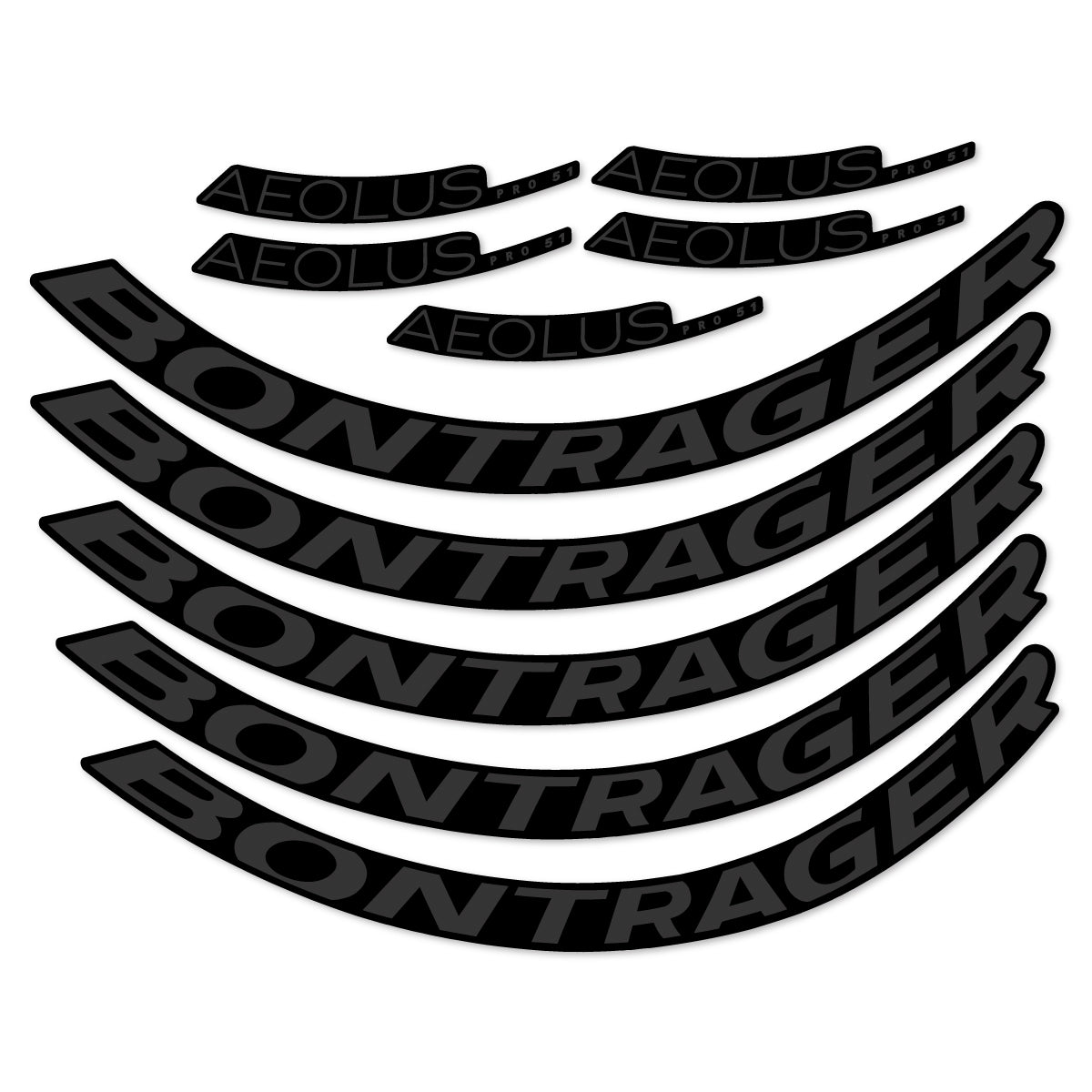 Stickers for Bontrager Aeolus Pro 51, Road Wheel 51 mm vinyl decals - Very Dark Grey