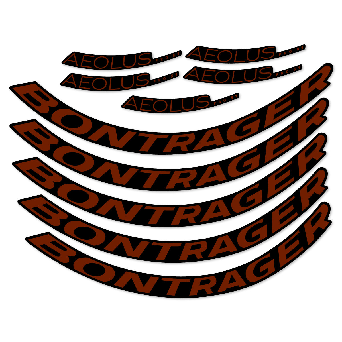 Stickers for Bontrager Aeolus Pro 51, Road Wheel 51 mm vinyl decals - Brown