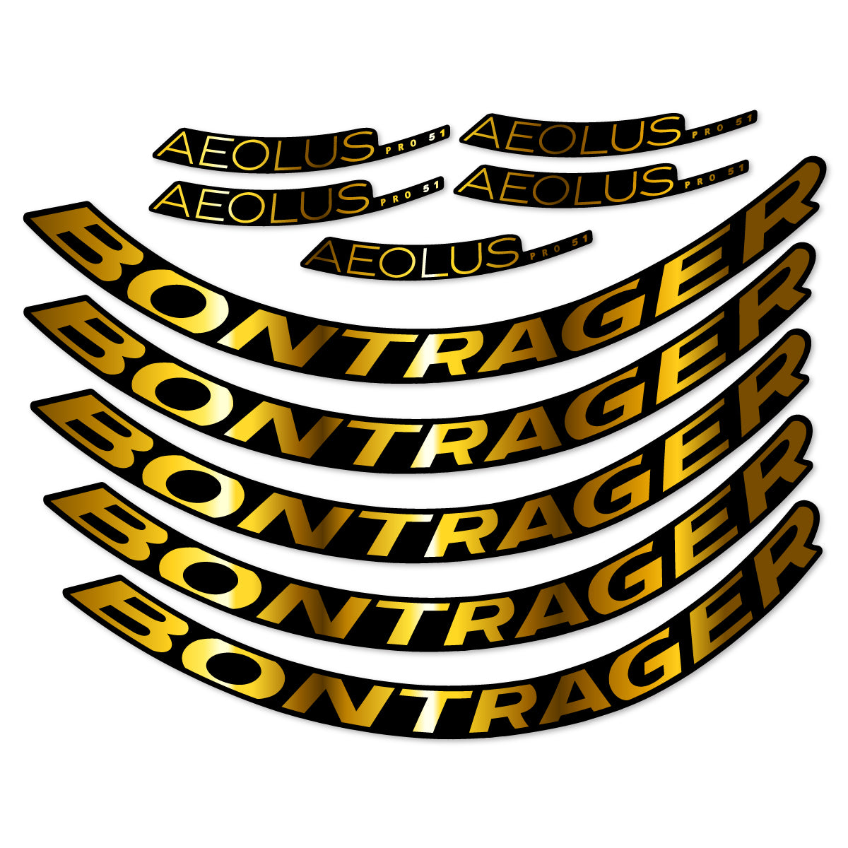 Stickers for Bontrager Aeolus Pro 51, Road Wheel 51 mm vinyl decals - Chrome Gold