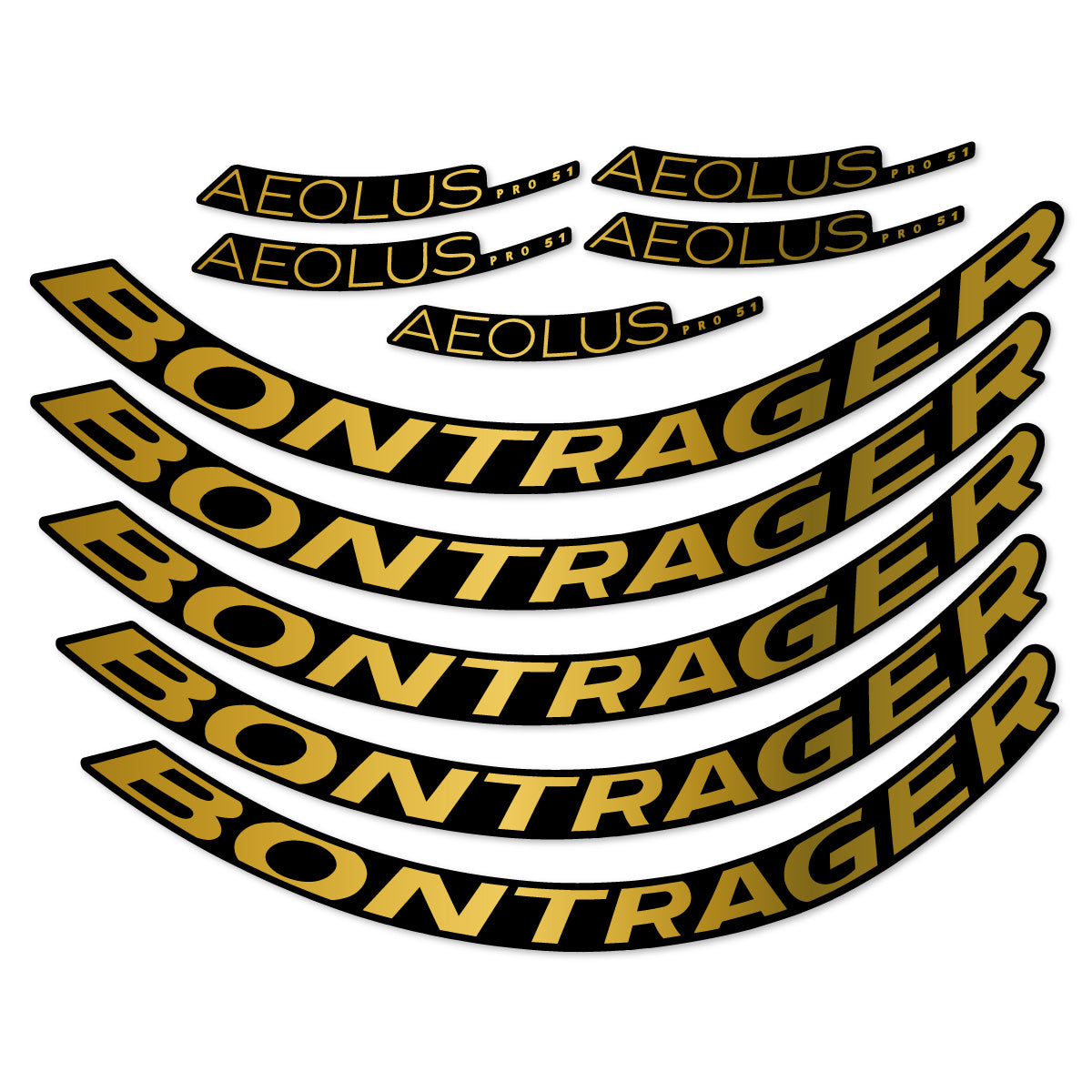 Stickers for Bontrager Aeolus Pro 51, Road Wheel 51 mm vinyl decals - Gold