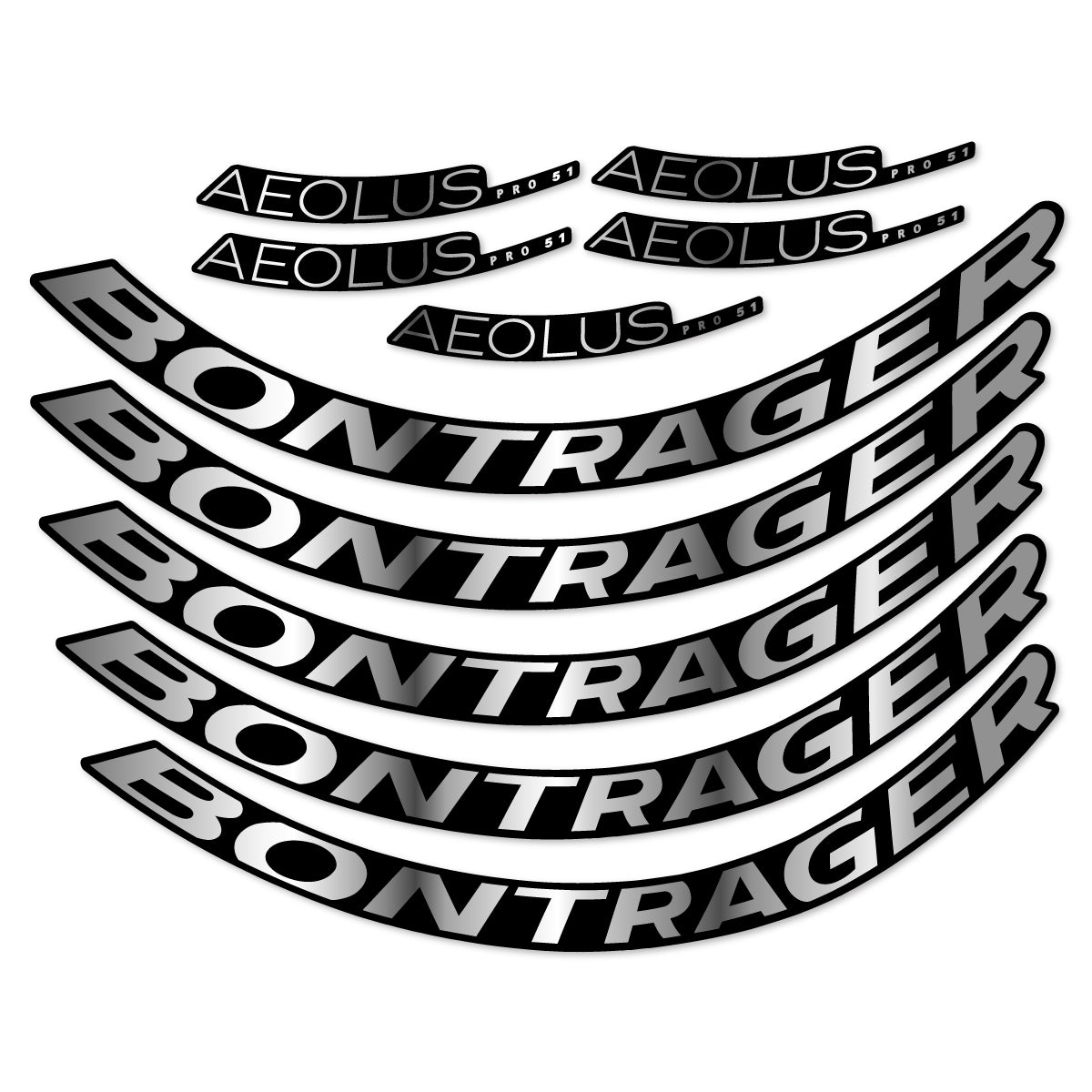 Stickers for Bontrager Aeolus Pro 51, Road Wheel 51 mm vinyl decals - Chrome Silver