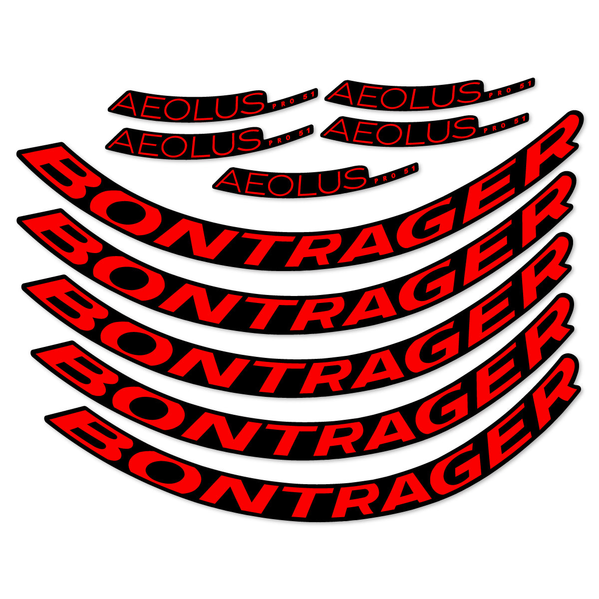Stickers for Bontrager Aeolus Pro 51, Road Wheel 51 mm vinyl decals - Orange Red