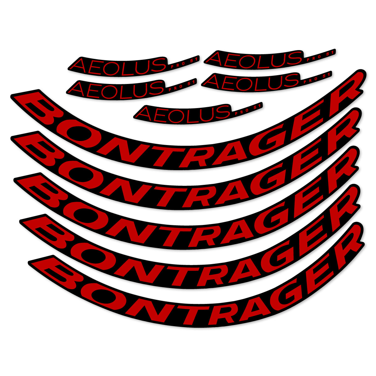 Stickers for Bontrager Aeolus Pro 51, Road Wheel 51 mm vinyl decals - Medium Red