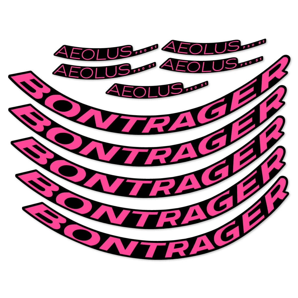 Stickers for Bontrager Aeolus Pro 51, Road Wheel 51 mm vinyl decals - Bubblegum Pink