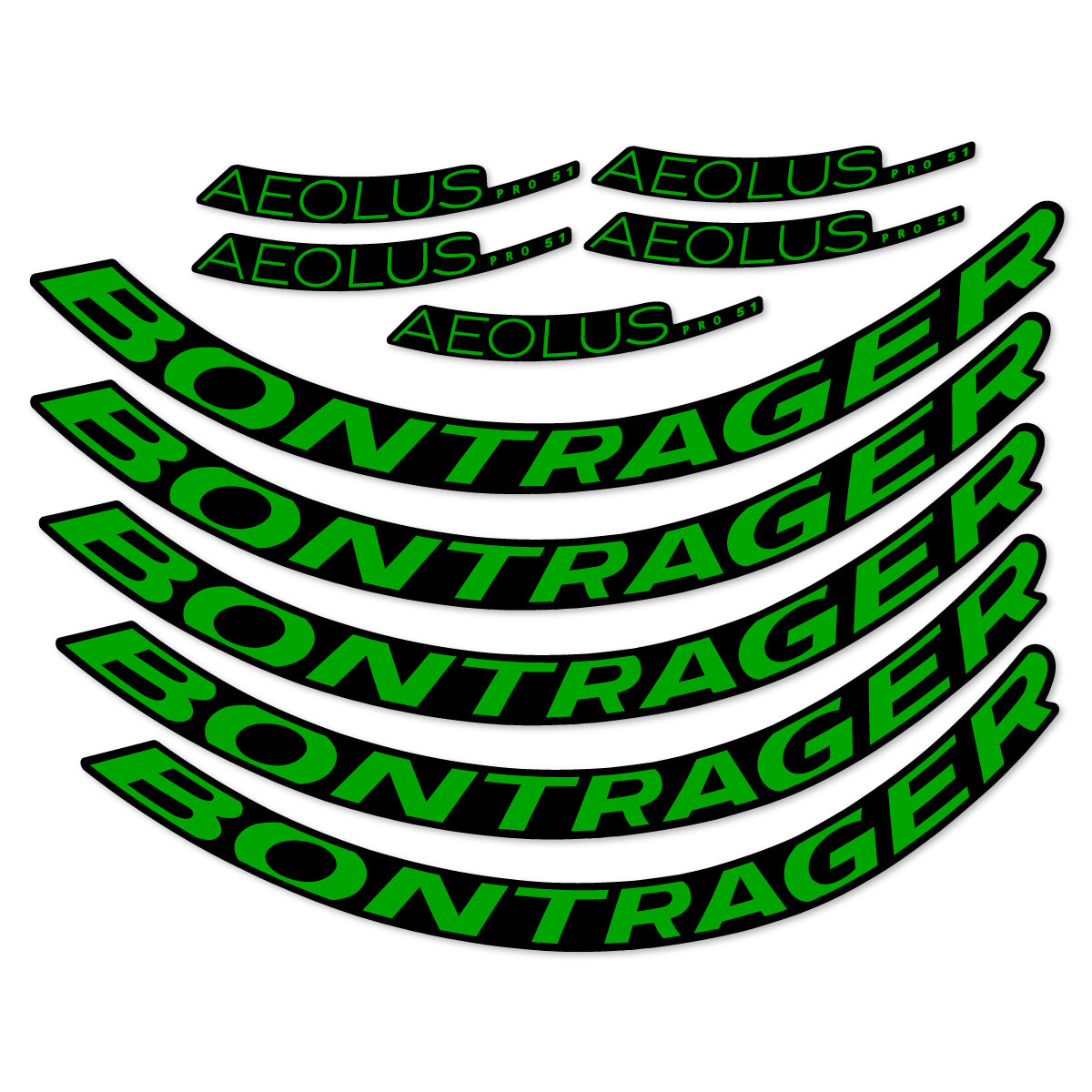 Stickers for Bontrager Aeolus Pro 51, Road Wheel 51 mm vinyl decals - Green