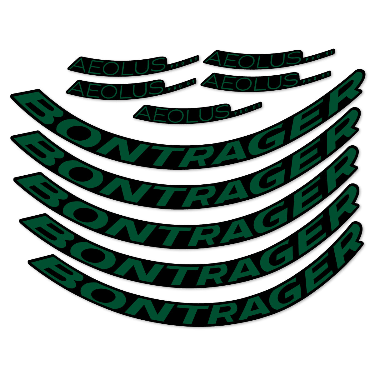 Stickers for Bontrager Aeolus Pro 51, Road Wheel 51 mm vinyl decals - Dark Green