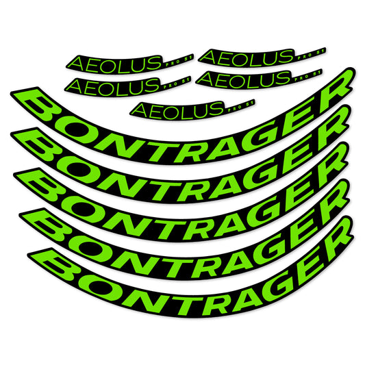 Stickers for Bontrager Aeolus Pro 51, Road Wheel 51 mm vinyl decals - Apple Green