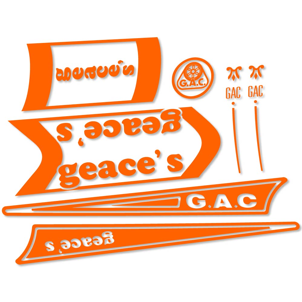 Decal G.A.C. Geace's, classic bike, bike sticker vinyl