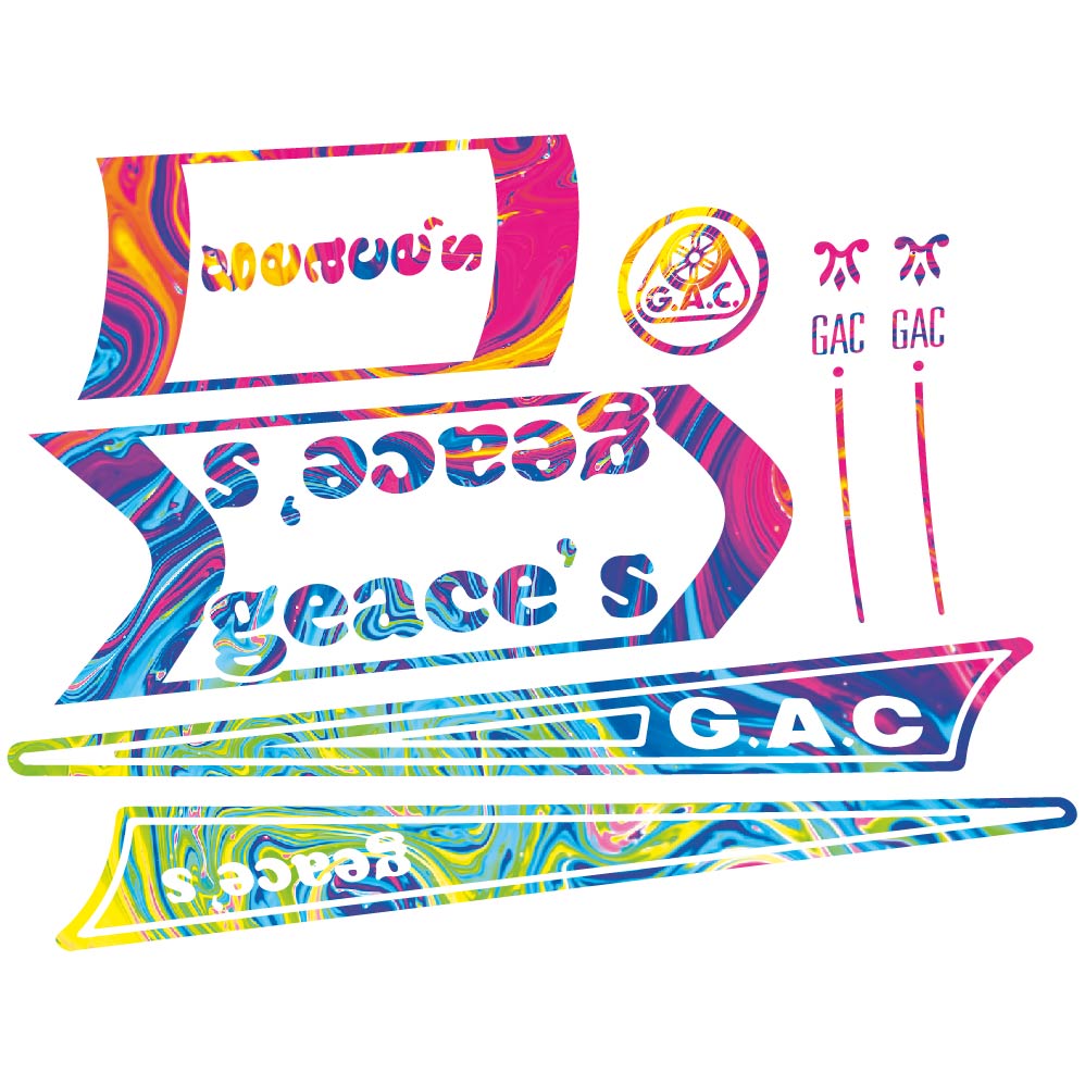 Decal G.A.C. Geace's, classic bike, bike sticker vinyl