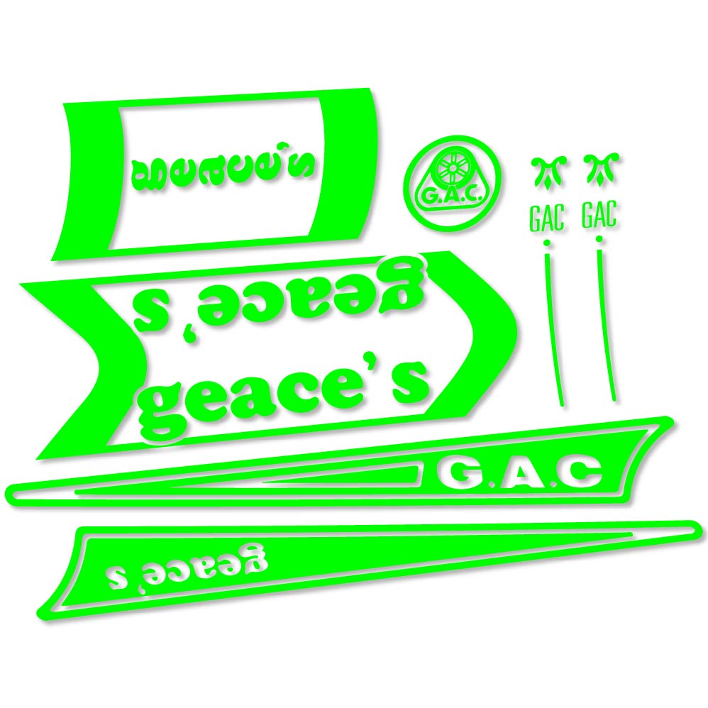 Decal G.A.C. Geace's, classic bike, bike sticker vinyl