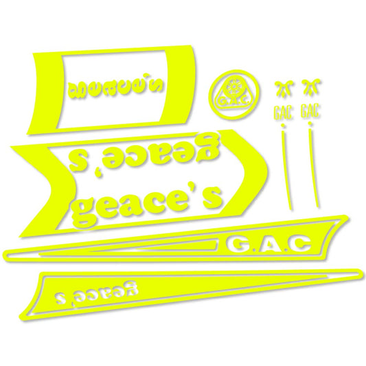 Neon Yellow decal for G.A.C. Geace's frame – bike sticker vinyl