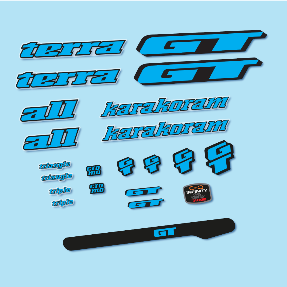 Decal GT Terra Karakoram 1993, Classic Frame, bike sticker vinyl
