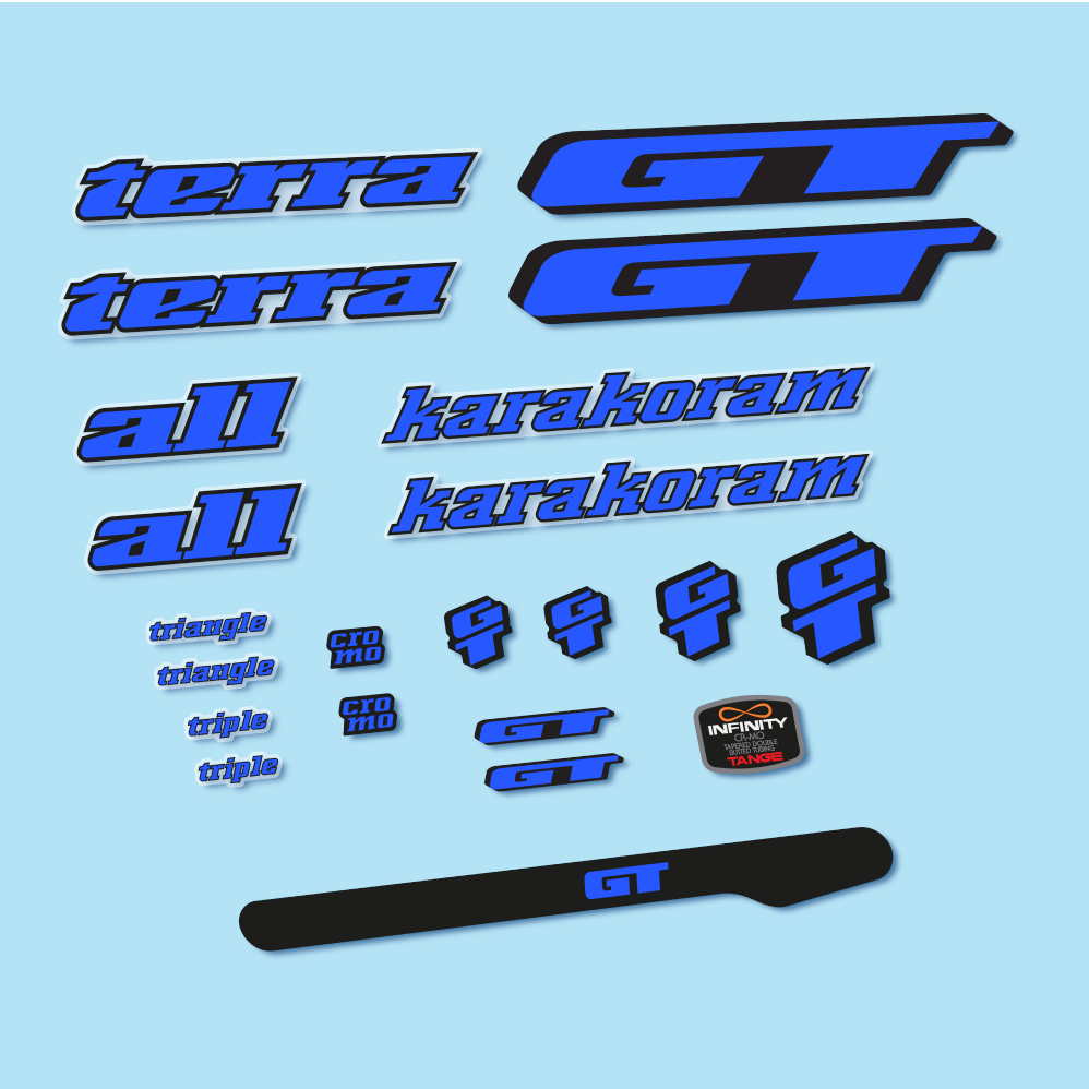 Decal GT Terra Karakoram 1993, Classic Frame, bike sticker vinyl