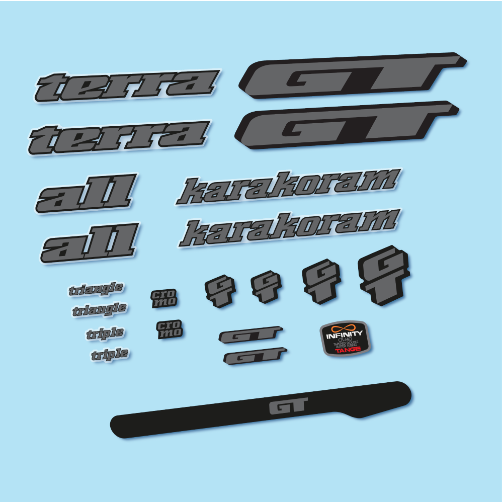 Decal GT Terra Karakoram 1993, Classic Frame, bike sticker vinyl