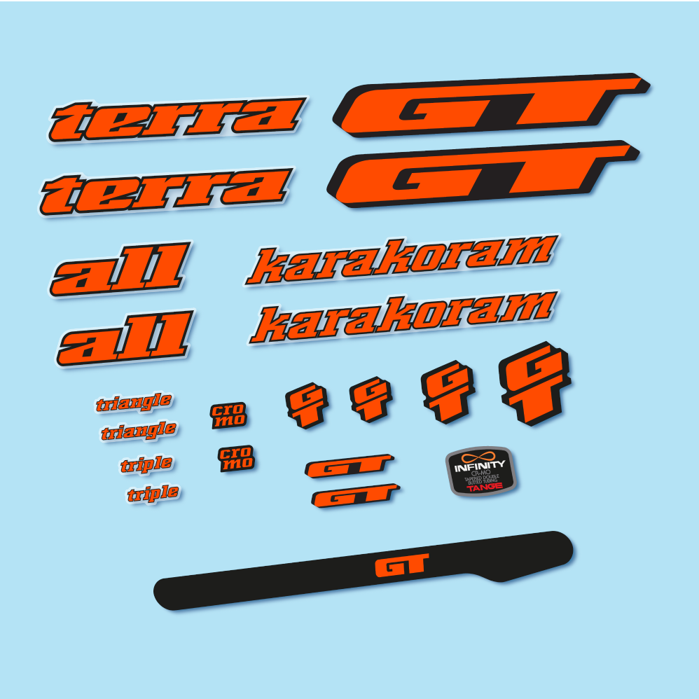 Decal GT Terra Karakoram 1993, Classic Frame, bike sticker vinyl