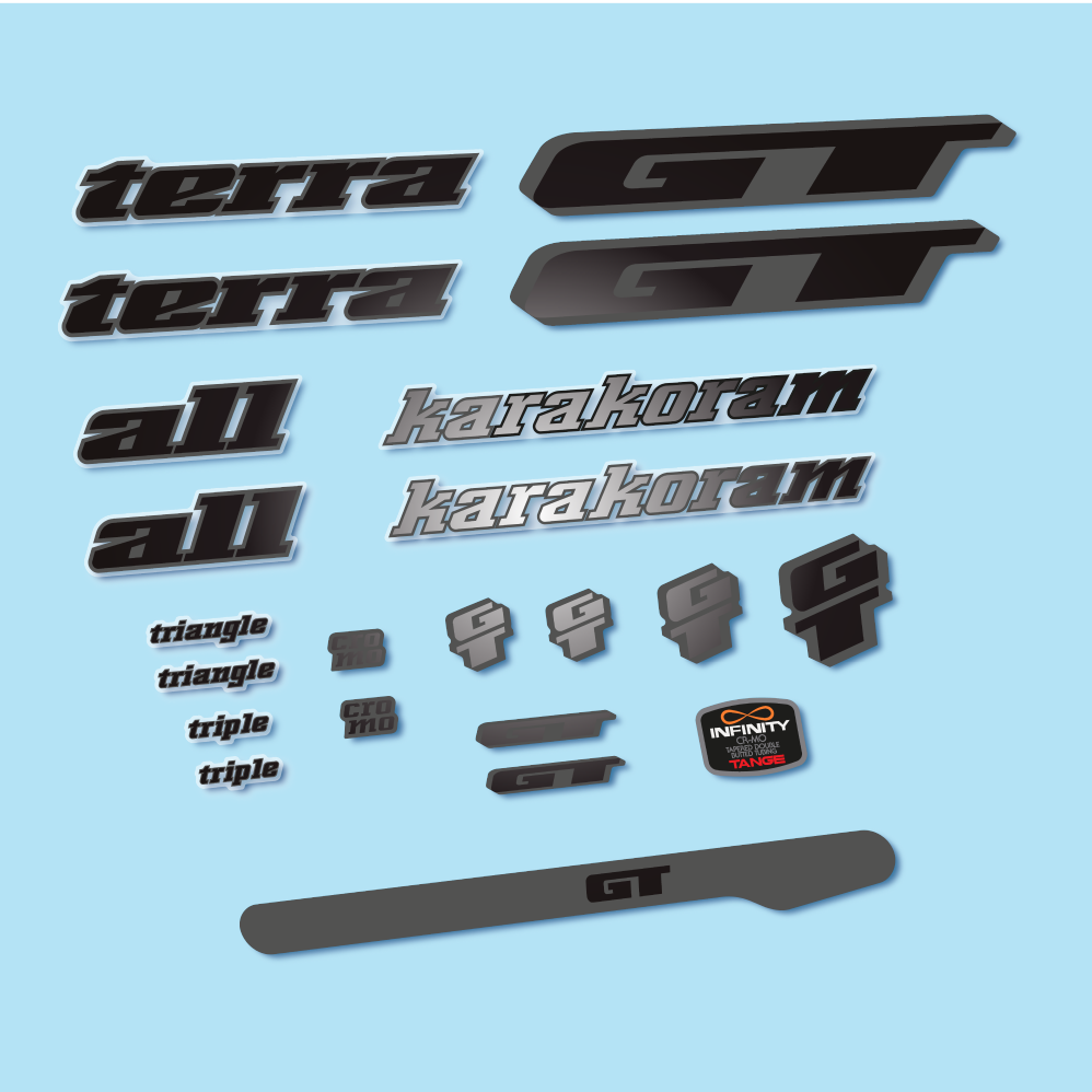 Decal GT Terra Karakoram 1993, Classic Frame, bike sticker vinyl