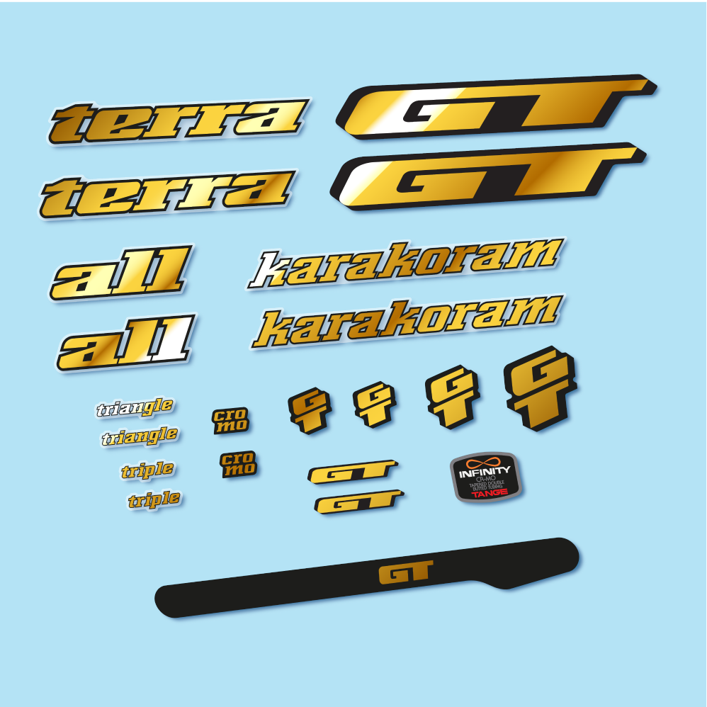 Decal GT Terra Karakoram 1993, Classic Frame, bike sticker vinyl