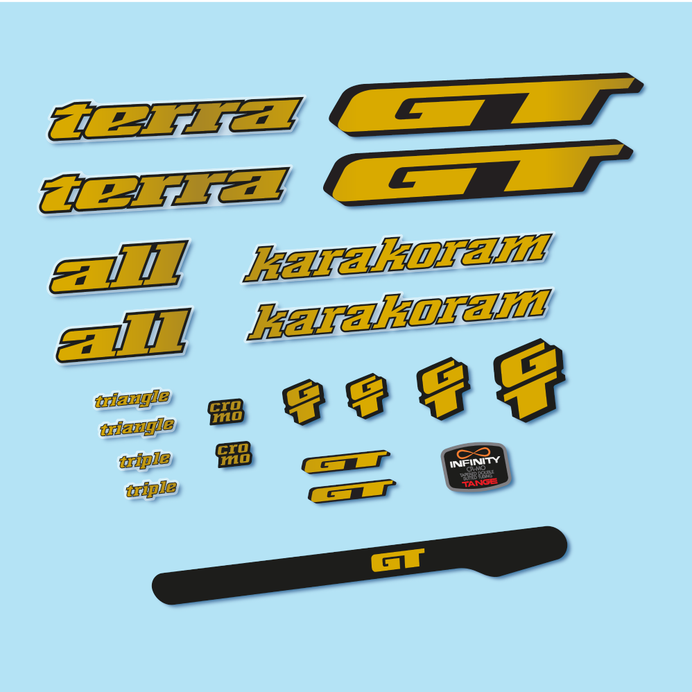 Decal GT Terra Karakoram 1993, Classic Frame, bike sticker vinyl