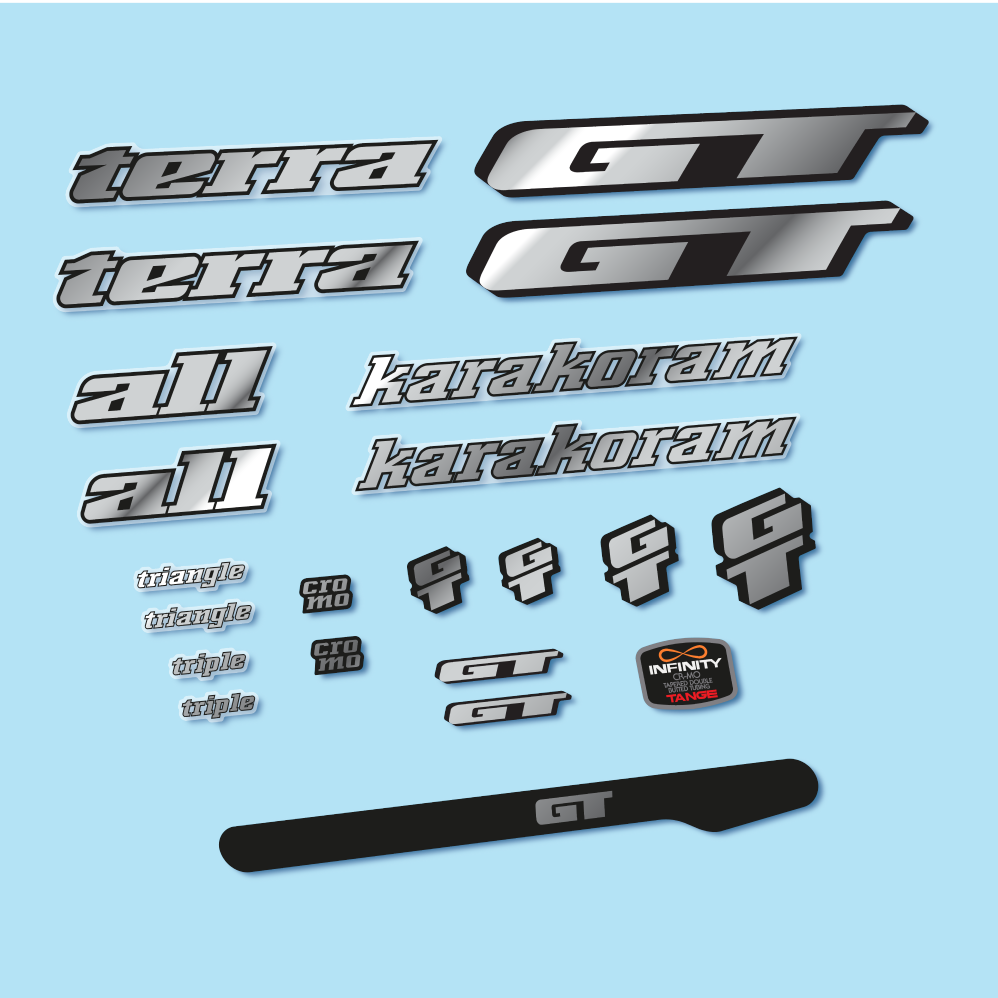 Decal GT Terra Karakoram 1993, Classic Frame, bike sticker vinyl