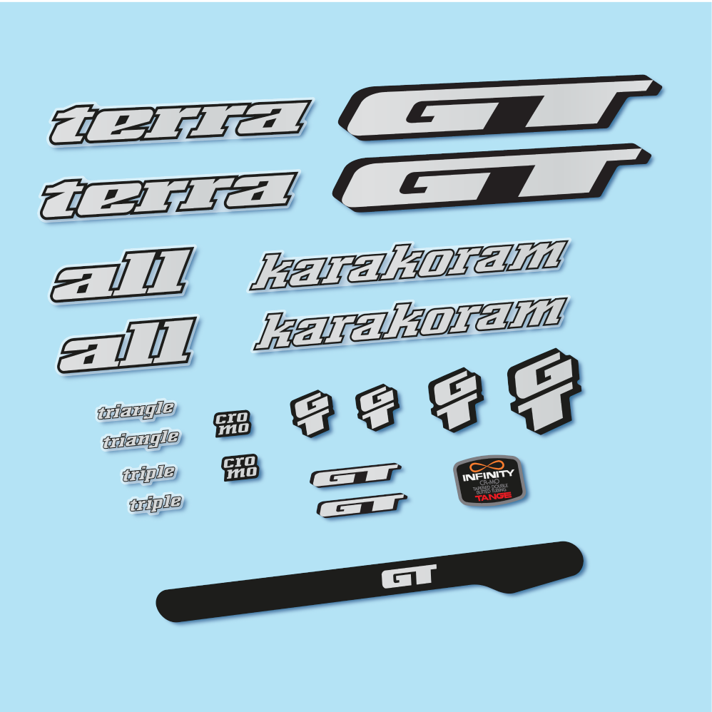 Decal GT Terra Karakoram 1993, Classic Frame, bike sticker vinyl