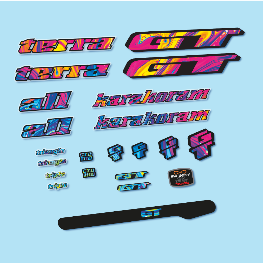 Decal GT Terra Karakoram 1993, Classic Frame, bike sticker vinyl